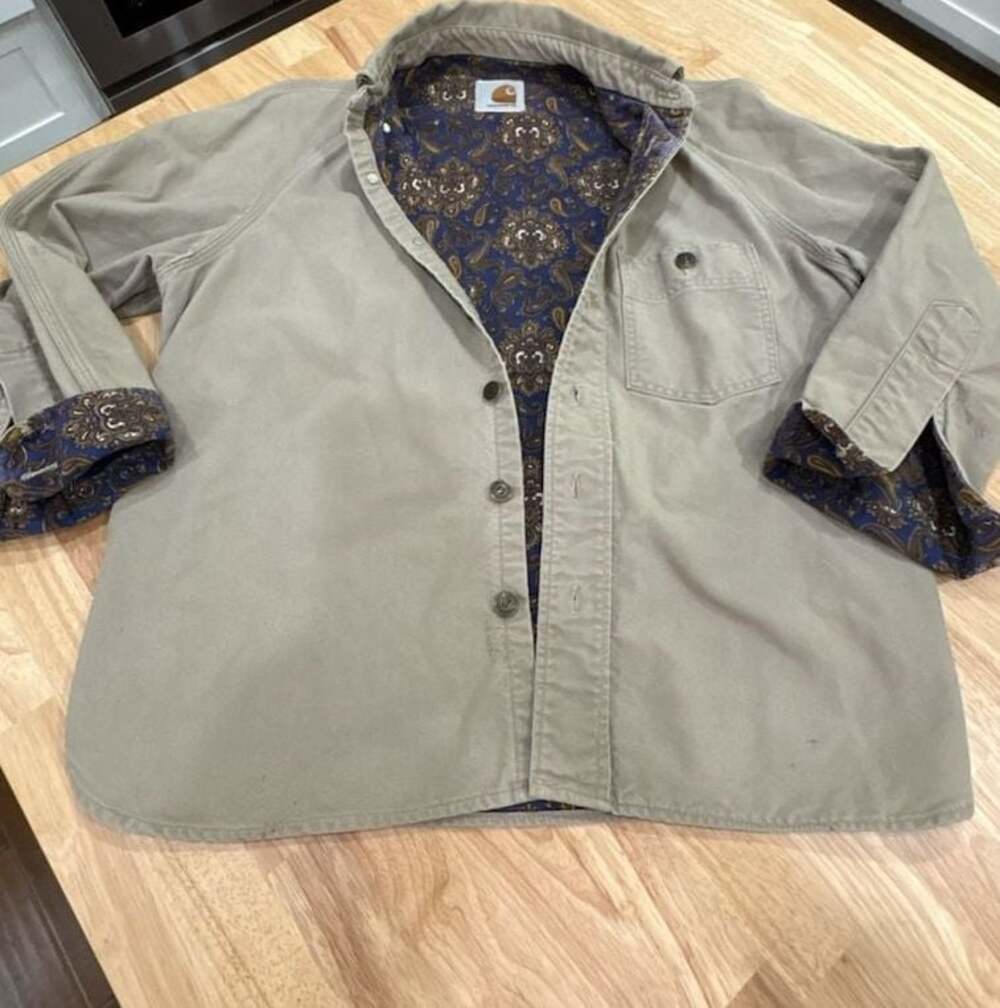 Carhartt WIP Holston Shirt Jacket in Tan Canvas with Paisley Interior
